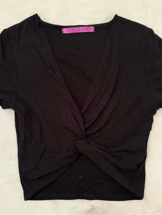 Jac Parker Black Twist Front Crop Top - Picture 2 of 6